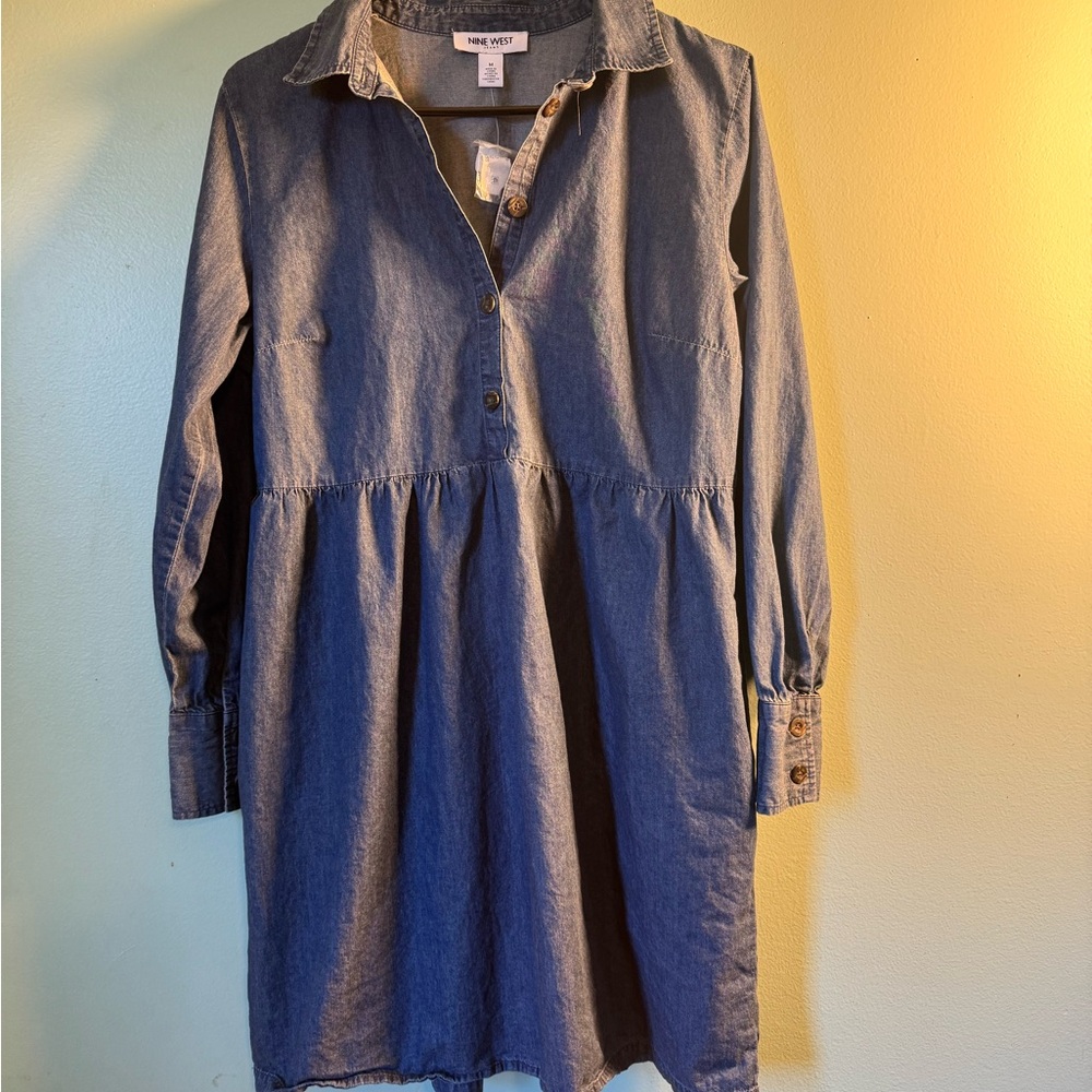 Nine West Indigo Denim Shirt Dress